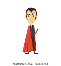 Count Dracula, angry vampire in suit and red cape