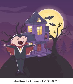 count dracula bats and house halloween