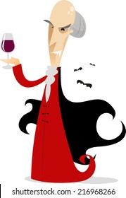 Count Dracula drinking blood cartoon illustration