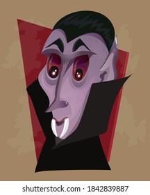 Conde Drácula. Ilustración vectorial de Halloween para invitación o banner