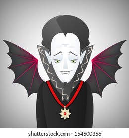 Count Dracula is the heading Halloween theme, charming and dangerous vampire with cute bat wings