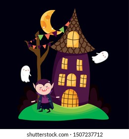 count dracula house and ghosts halloween
