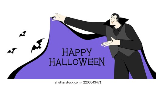 Count Dracula opens his cloak, invites to a party.