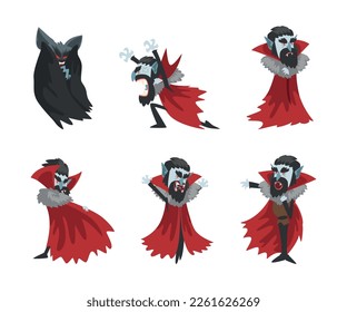 Contar Drácula como personaje de vampiro asustado usando conjunto de vectores de Cabo Rojo