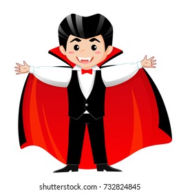 Count Dracula. Vampire. Boy in halloween costume