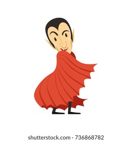 Count Dracula, vampire under red cape