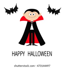 Happy Halloween. Cartoon Dracula Vampire in the night background . Vector  illustration. Stock Vector