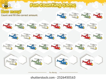 Count and fill the blank space to the correct number Beehive. Perfect for preschool learning materials, math activities, or fun printables designed to improve counting and observation skills.