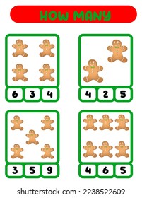 Count how many ginger man. Write down the answer. Educational games for kids.