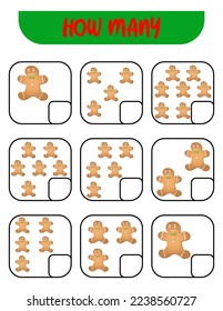 Count how many ginger man. Write down the answer. Educational games for kids.