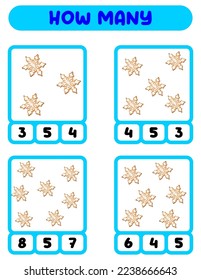 Count how many ginger snowflakes. Write down the answer. Educational games for kids