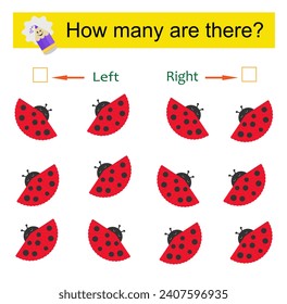 Count how many insects are turned left and how many are turned right.