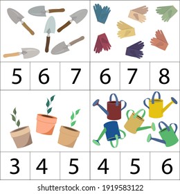 count how many items are drawn, garden tools