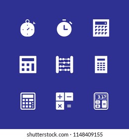 count icon set. abacus, calculator and timer vector icon for graphic design and web