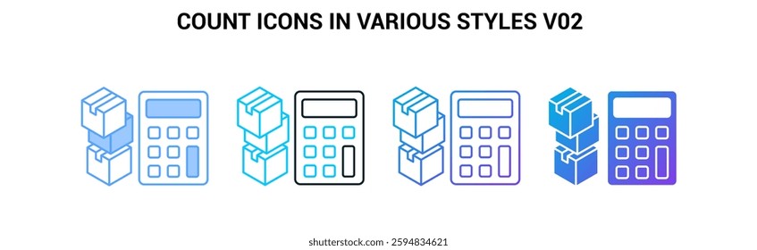 Count icon visualized simply Blue, Dualline, Gradient, Fill style.