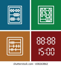 Count icons set. set of 4 count outline icons such as abacus