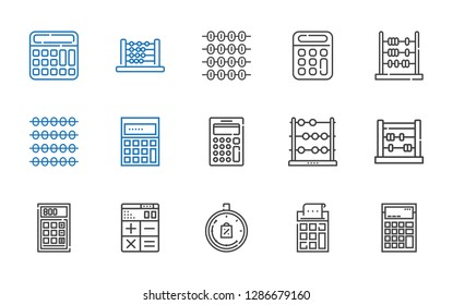 count icons set. Collection of count with calculator, limited time, abacus, calculating. Editable and scalable count icons.