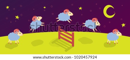 count lambs and rams for sleep. baa-lamb. jump over the fence