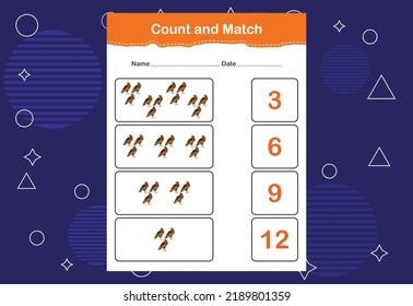 Count and match with the correct number. Count how many birds and choose the correct number