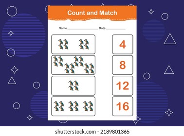 Count and match with the correct number. Count how many birds and choose the correct number