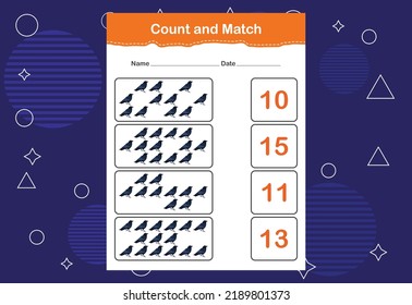 Count and match with the correct number. Count how many birds and choose the correct number