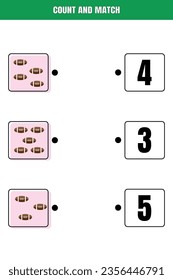 Count and match. Educational math game for kids. Printable worksheet design for preschool or elementary kids.