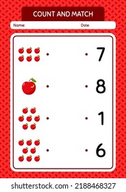 Count and match game with apple. worksheet for preschool kids, kids activity sheet