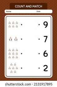 Count and match game with arabian. worksheet for preschool kids, kids activity sheet