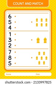 Count and match game with arabic lantern. worksheet for preschool kids, kids activity sheet