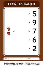 Count and match game with arabic teapot. worksheet for preschool kids, kids activity sheet