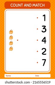 Count and match game with basket bag. worksheet for preschool kids, kids activity sheet