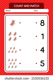 Count and match game with beach bench. worksheet for preschool kids, kids activity sheet