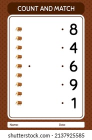 Count and match game with bedug drum. worksheet for preschool kids, kids activity sheet