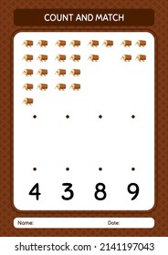 Count and match game with bedug drum. worksheet for preschool kids, kids activity sheet