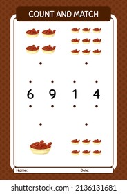Count and match game with bowl of dates. worksheet for preschool kids, kids activity sheet