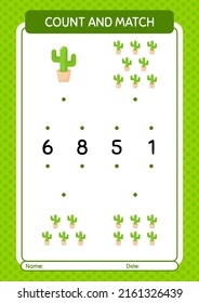 Contar y hacer juego con cactus. hoja de trabajo para niños de preescolar, hoja de actividades para niños