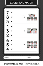 Count and match game with calculator. worksheet for preschool kids, kids activity sheet