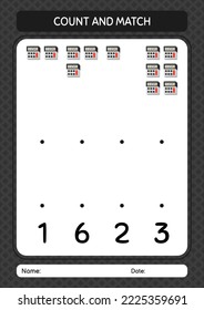 Count and match game with calculator. worksheet for preschool kids, kids activity sheet