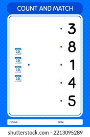 Count and match game with calendar. worksheet for preschool kids, kids activity sheet