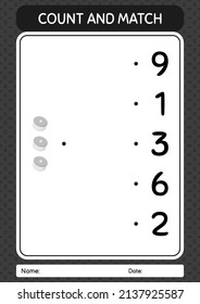 Count and match game with cap. worksheet for preschool kids, kids activity sheet