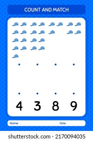Count and match game with cap. worksheet for preschool kids, kids activity sheet