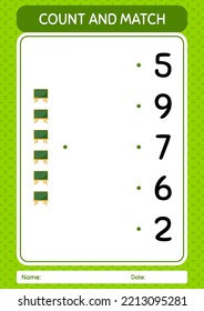 Count and match game with chalkboard. worksheet for preschool kids, kids activity sheet