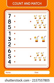 Count and match game with cocktail. worksheet for preschool kids, kids activity sheet