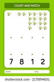 Contar y hacer juego con el árbol de coco. hoja de trabajo para niños de preescolar, hoja de actividades para niños
