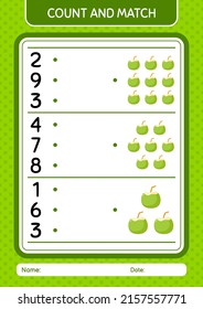 Count and match game with coconut. worksheet for preschool kids, kids activity sheet