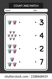 Count and match game with crayons. worksheet for preschool kids, kids activity sheet