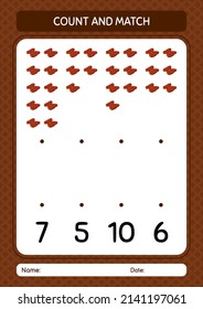 Count and match game with dates fruit. worksheet for preschool kids, kids activity sheet