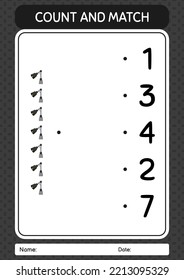 Count and match game with desk lamp. worksheet for preschool kids, kids activity sheet