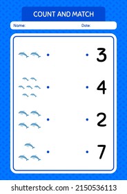 Count and match game with dolphin. worksheet for preschool kids, kids activity sheet