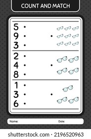 Count and match game with glasses. worksheet for preschool kids, kids activity sheet